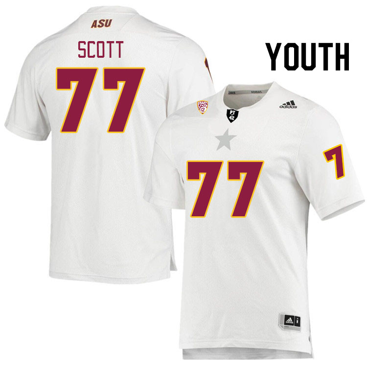 Youth #77 Kyle Scott Arizona State Sun Devils College Football Jerseys Stitched Sale-White - Click Image to Close